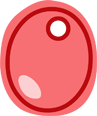 Red circle with inner red circle and white oval on red background