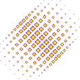 A vibrant purple background with a cluster of yellow dots forming a circular pattern.
