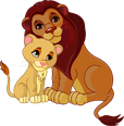 Simba and Mufasa in a tender moment