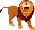 Cartoon image of a roaring lion