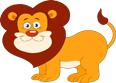 A cartoon lion with a big mane and friendly expression