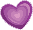 A stylized purple heart with layered design elements on a light purple background.