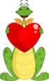 Cartoon turtle holding a red heart