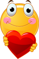 Cartoon smiling face with a red heart