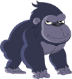 A cartoon gorilla with a menacing expression