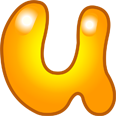 Stylized orange letter U with gradient effect