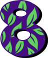 Stylized letter B with green leaves on purple