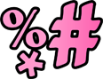 Pink percentage sign, asterisk, and number sign on a black background