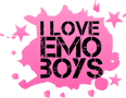 Text 'I Love Emo Boys' on a pink background