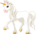 White unicorn with golden horn and hooves