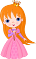 Cartoon princess with long orange hair and a pink dress