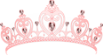 A pink princess crown with heart-shaped design and gemstones