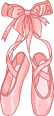 Illustration of pink ballet slippers with ribbons