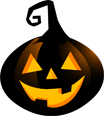 Glowing jack-o'-lantern with triangular eyes and a menacing grin