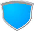 Blue shield icon with silver border