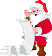 Santa Claus holding a long list and checking it twice