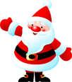 Cartoon Santa Claus with red nose and white beard