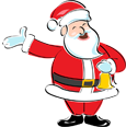 Cartoon Santa Claus holding a bell