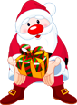 Cartoon Santa Claus holding a gift