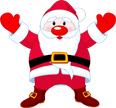 Cartoon Santa Claus with red gloves and boots