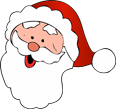 Cartoon Santa Claus with red hat and white beard