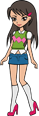 Anime girl in green top and blue skirt