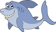 Cartoon blue shark with a smile