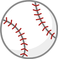 Illustration of a baseball with red stitching