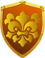 Golden fleur-de-lis on an orange shield