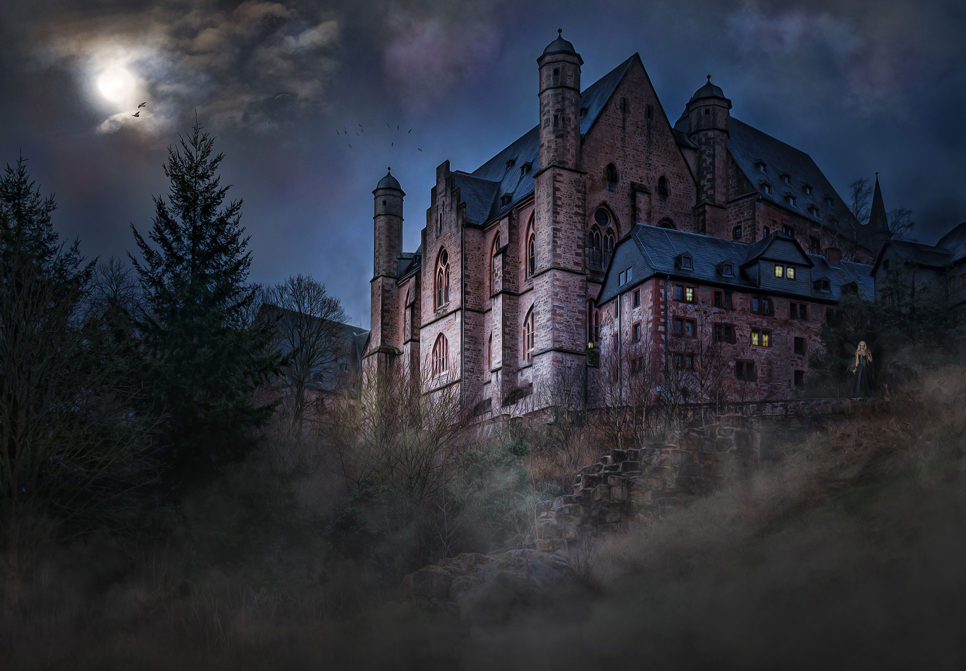 Preview for Gothic-castle-moonlight-3d-artwork-background-09573