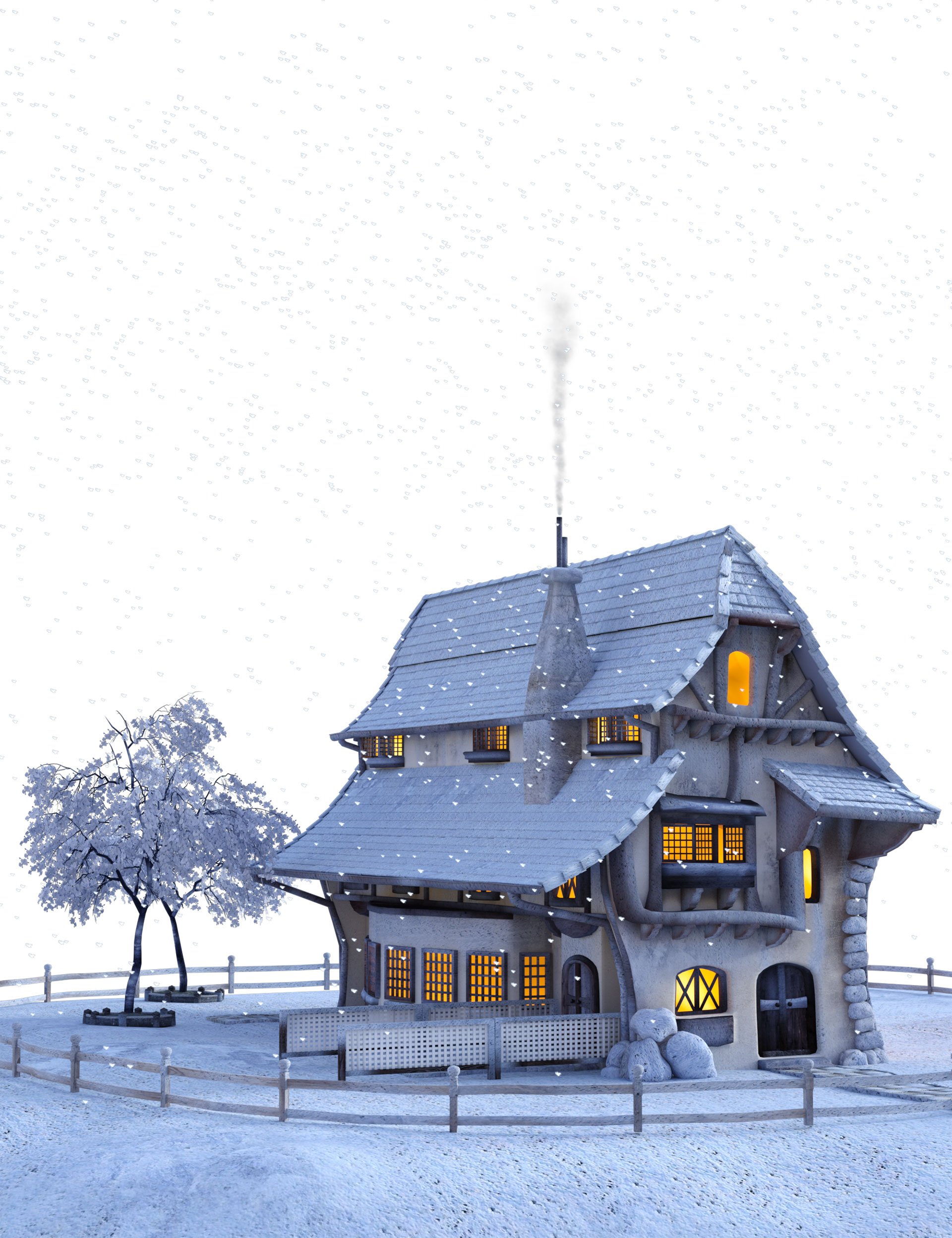 Preview for Snowy-house-illustration-3d-artwork-background-440c2