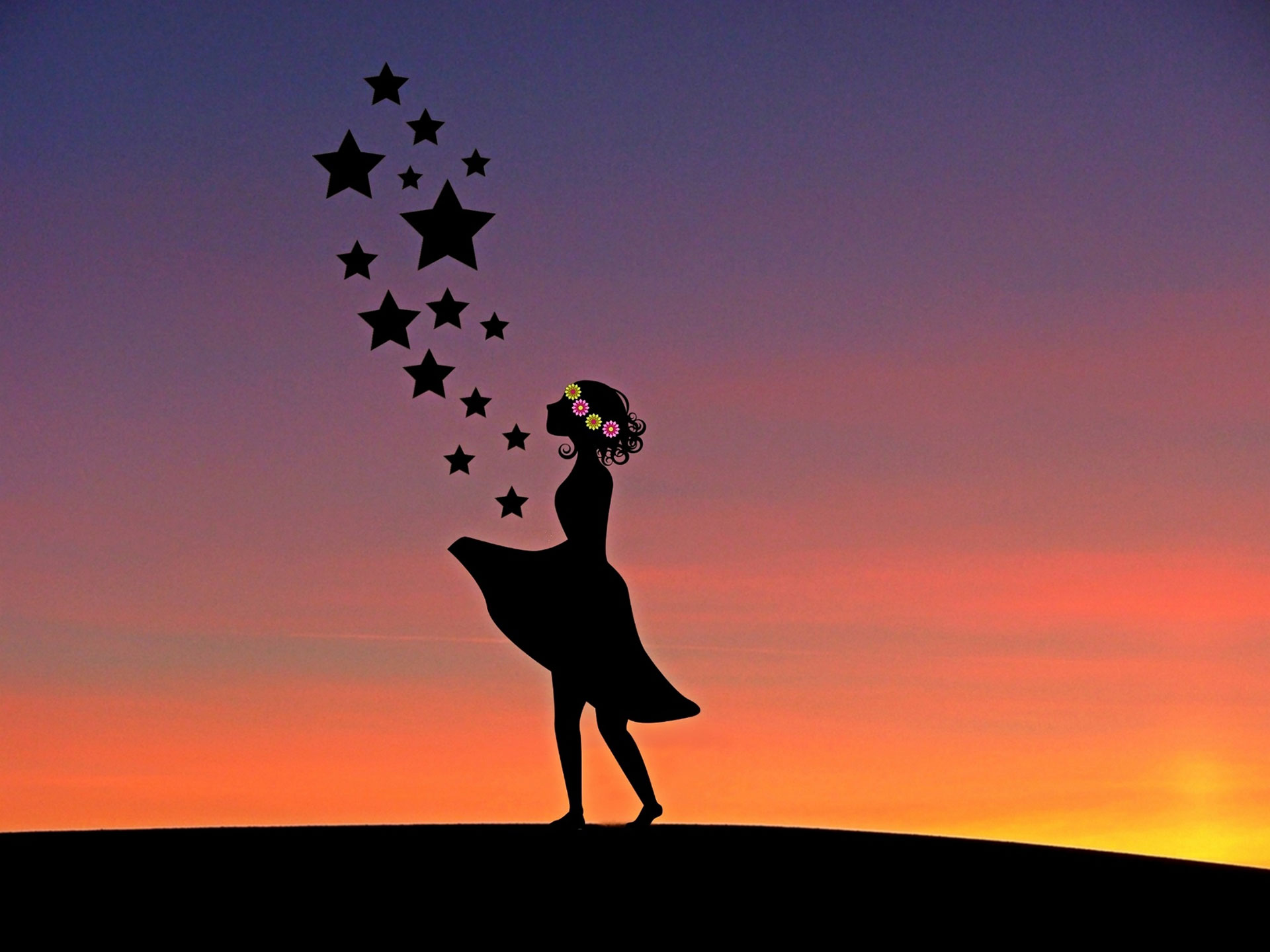 Preview for Silhouette-woman-reaching-stars-3d-artwork-background-8d982