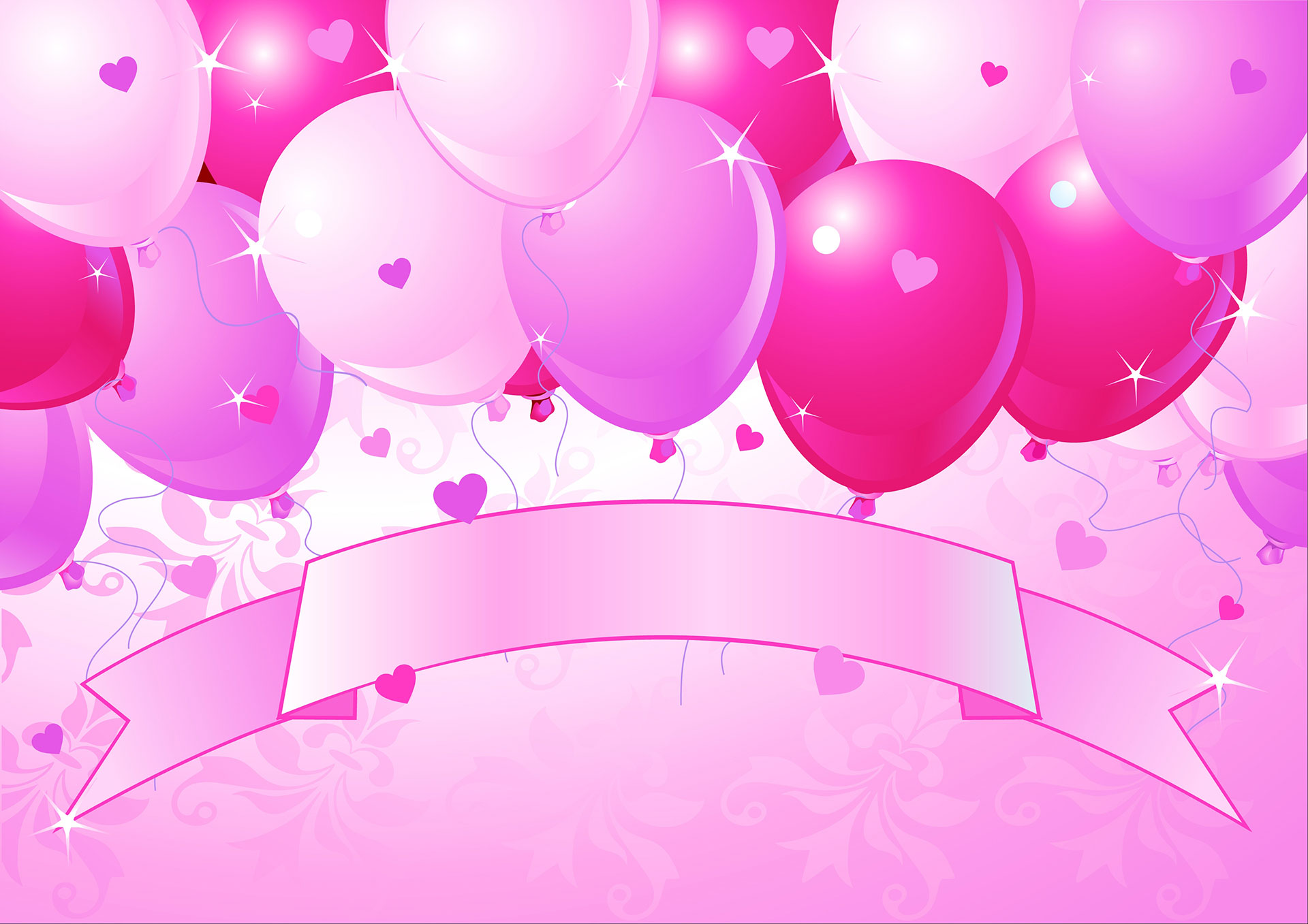 Preview for Pink-balloons-ribbon-illustration-baby-background-242d3