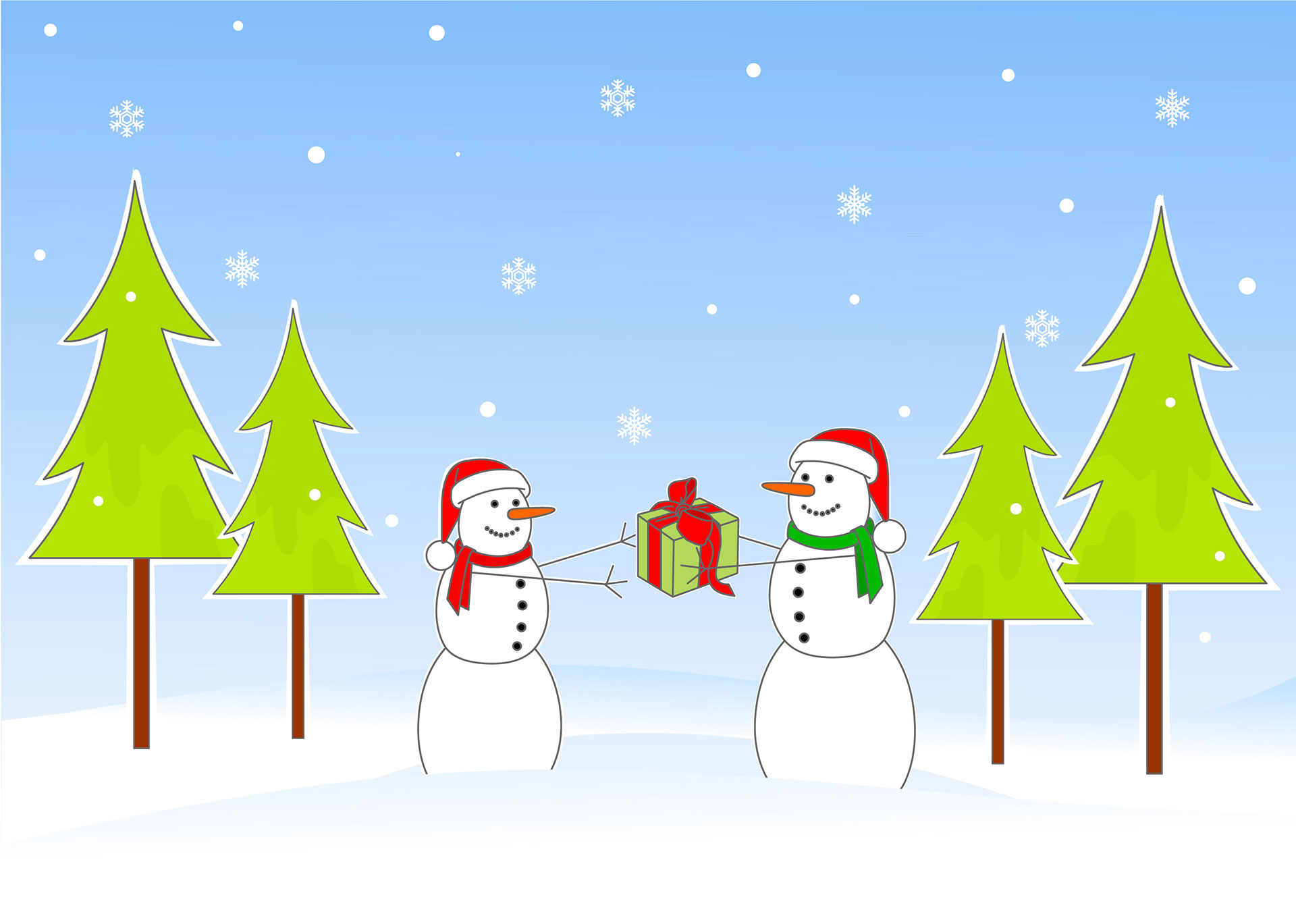 Preview for Snowmen-sharing-gift-christmas-background-3b8b1
