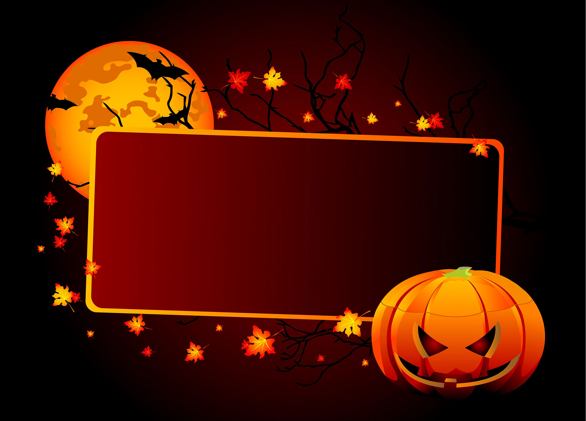 Preview for Halloween-template-pumpkins-bats-background-eeef6
