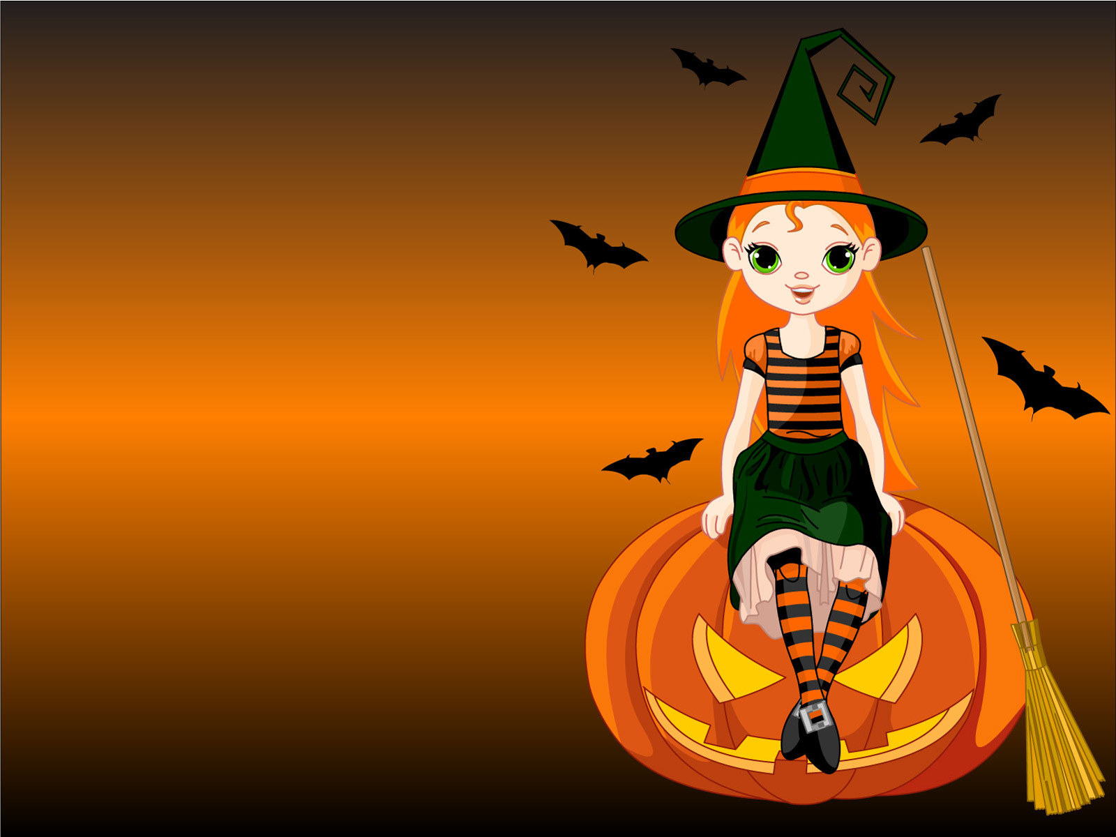 Preview for Cartoon-witch-on-pumpkin-apparel-background-f3fd6