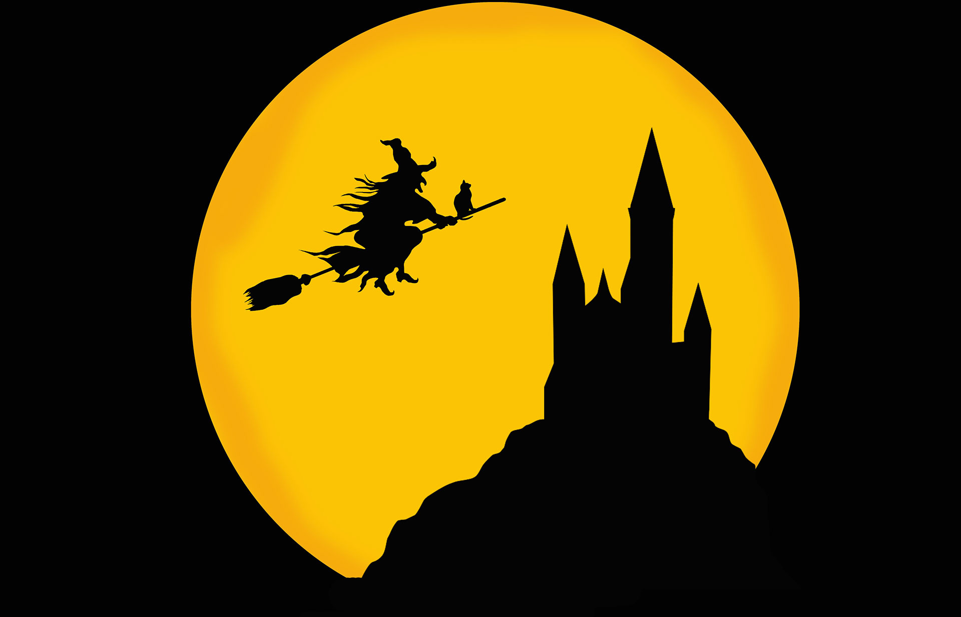 Preview for Witch-flying-over-castle-halloween-background-8ef6b