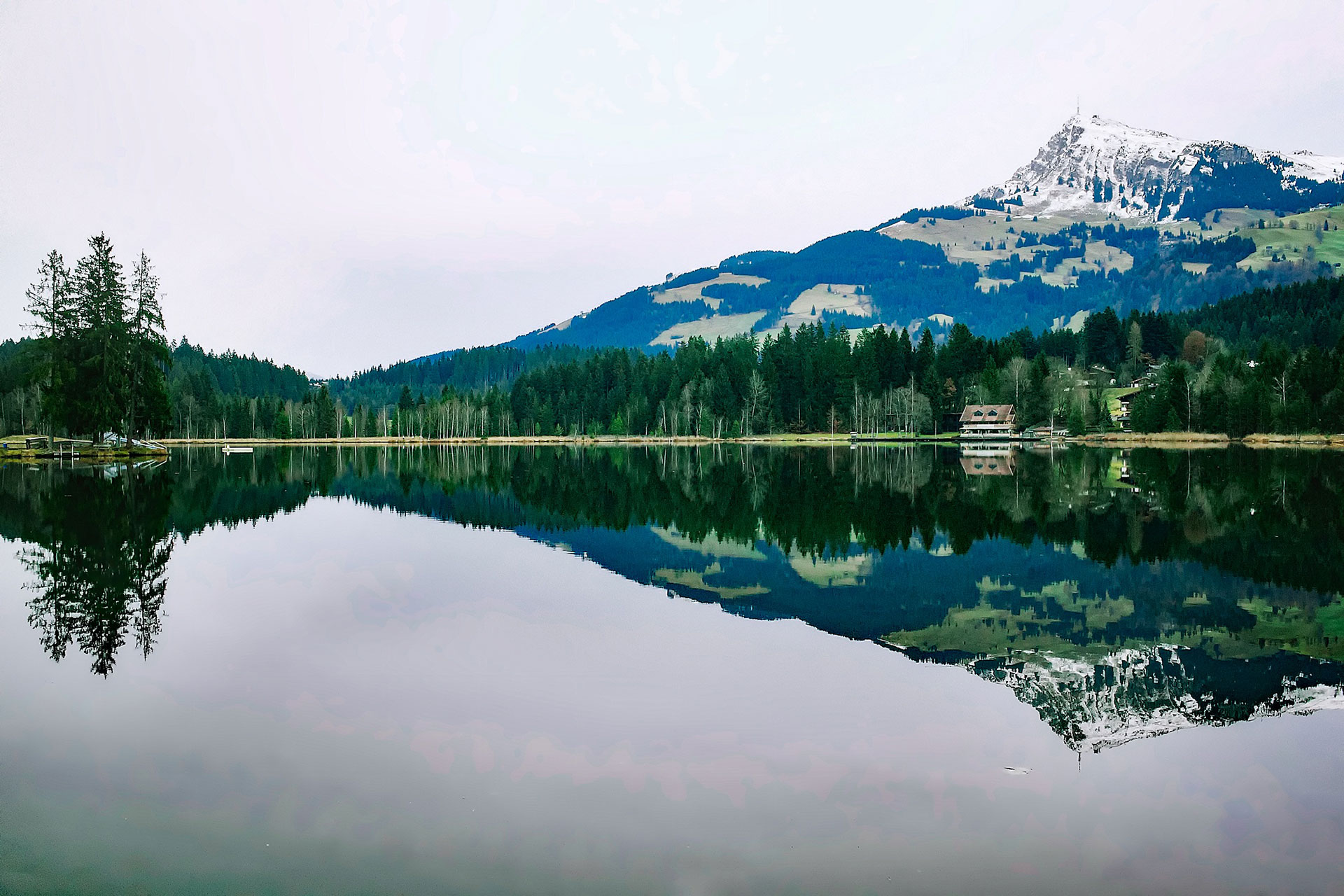 Preview for Serene-mountain-lake-landscape-bridge-background-44a74