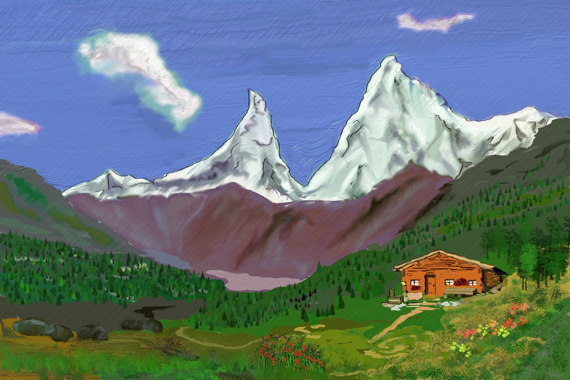 Preview for Serene-mountain-landscape-chalet-housing-background-d8ab4