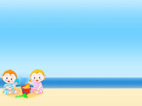 Cartoon children playing on the beach