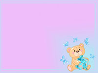 Cartoon teddy bear with blue butterflies
