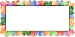 A colorful, hand-drawn frame with a white center surrounded by multicolored hearts.