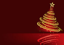 Golden Christmas tree with swirling ornaments and star
