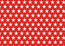 A seamless pattern of white stars on a red background