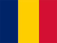 Romanian flag with blue, yellow, and red vertical stripes