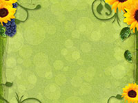A green background with a floral border