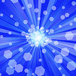 Blue light explosion with hexagons