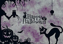 Halloween background with black silhouettes of Halloween elements