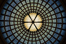 Dome with stained glass and central light source