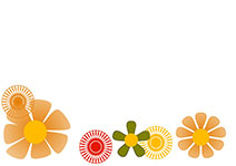 Four stylized flowers in different colors and patterns